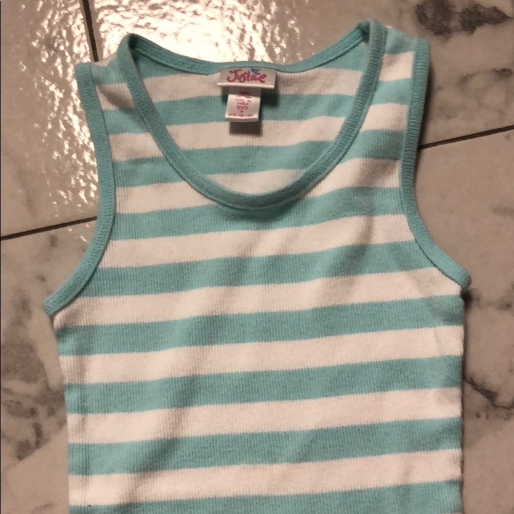 Justice striped mint and white tank